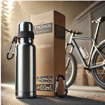 Aluminijasta termoska za sublimacijo 400ml s karabinom